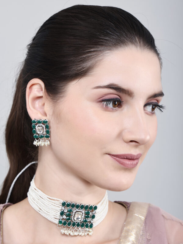 Green Square Moti Necklace
