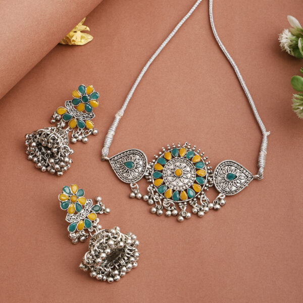 GS Yellow Green Flower Round Choker