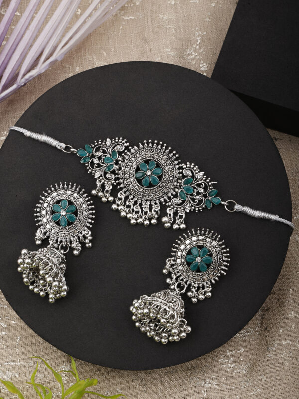 GS Green Round Center Flower Choker