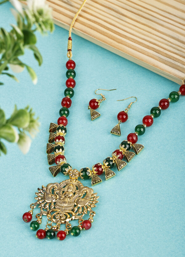 Green Maroon Beads Oxidised Laxmi Design